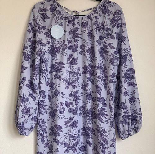 Hill House NWT  Allover Print High Slit Maxi Dress in Purple Floral