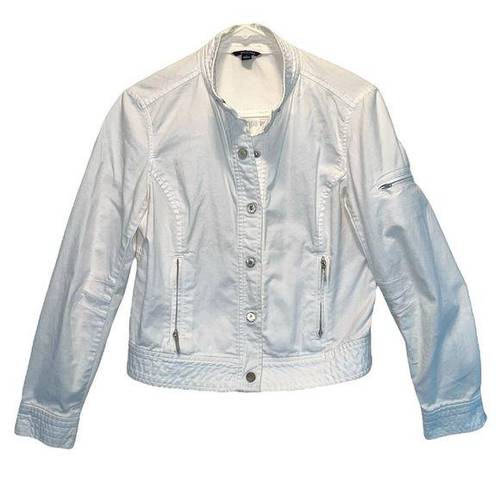 Tommy Hilfiger  Vintage Moto White Denim Jean Jacket size 6