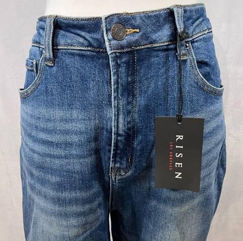 Risen frayed hem ankle flare high rise blue jeans size 31 NWT