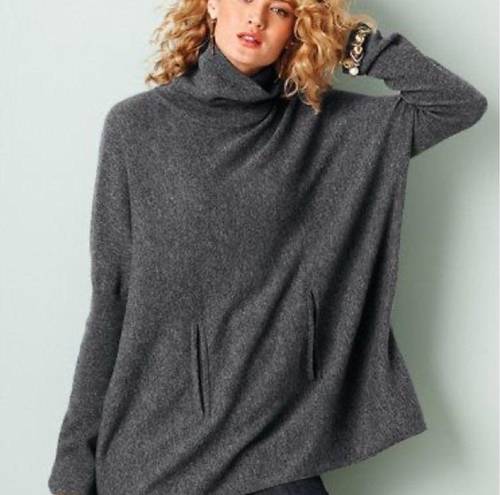 Garnet Hill  Oversized Turtleneck Sweater Grey