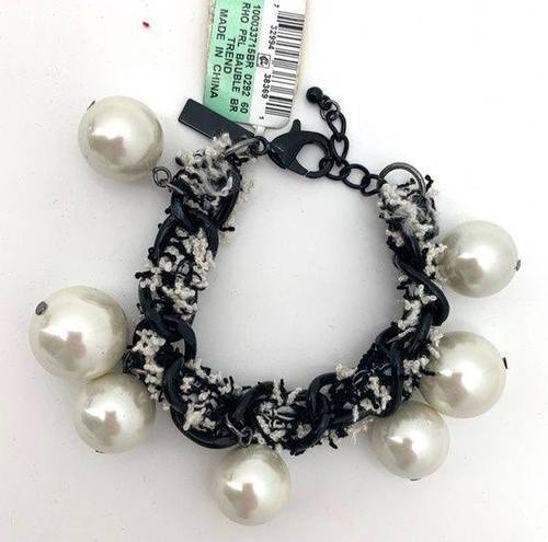 INC  Women’s Bauble Black & White Bracelet Faux Pearl NEW