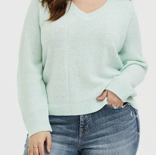 Torrid V-neck midi pullover mint green sweater size 3X