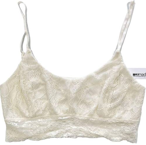 LA Made New  Criss Cross Strap Open Back Lace Bralette Ivory