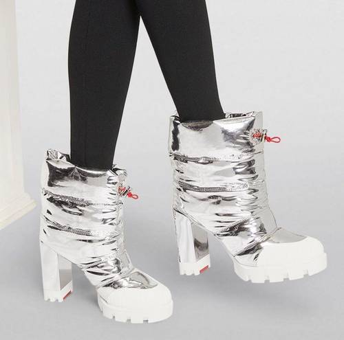 Christian Louboutin  Oriona Lug Puffer Boots 100 in Silver