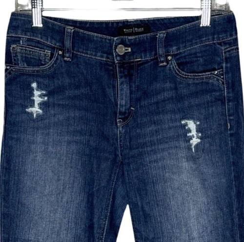 White House | Black Market  Jeans Womens 4 Blue Slim Crop Dark Straight Distressed