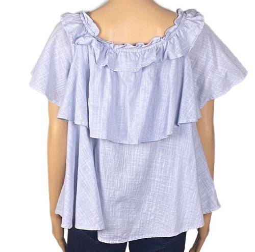 BeachLunchLounge  light blue Cotton, on or off-the-shoulder blouse. Size XL. EUC