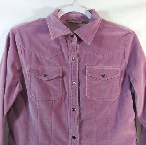 Caslon  Purple Velvet Western Rodeo Button Front Shirt Size Small