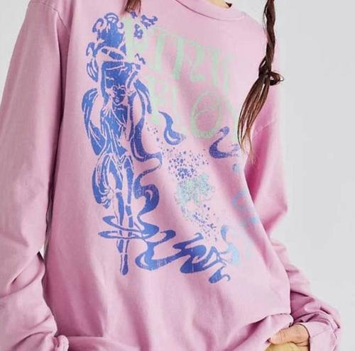 Daydreamer  Free People Pink Floyd Swirled Long Sleeve Tee Lotus Small DT32