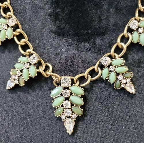 The Loft  Women's Green & Crystal Beaded with Lobster Clasp Statement Necklace