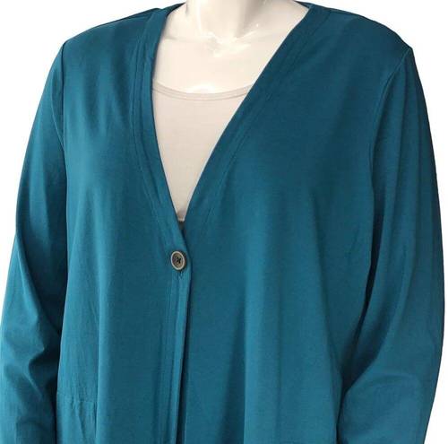 J.Jill  Wearever Collection Womens Size XL Teal Cardigan Sweater Single Button