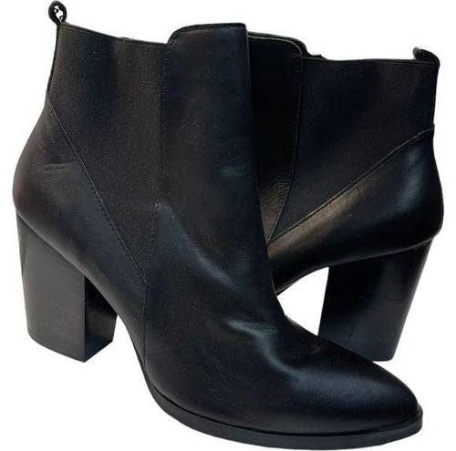 Blondo  Waterproof Ankle Boots Black Leather Block Heel Chelsea Zip Size 7.5 M