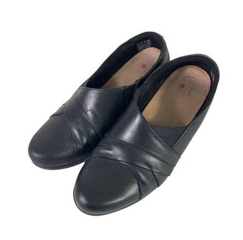 Clarks  Clogs Heels Women's Size 9 Black Comfortable Slip-On Footwear Business