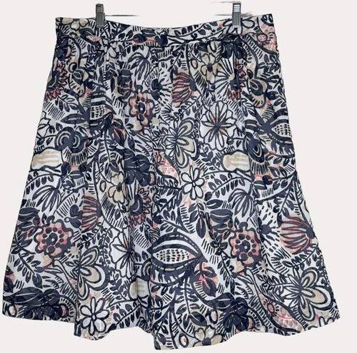 The Loft  Outlet Pleated A Line Skirt Floral Print 16 bv