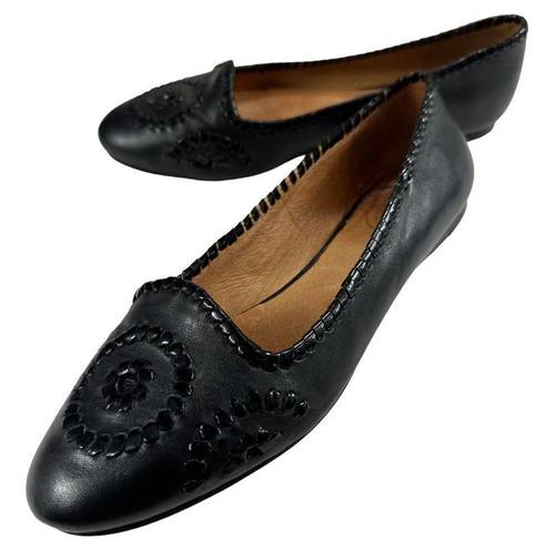 Jack Rogers  Waverly Black Leather Flats Women’s Size 8