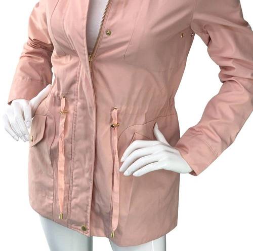 Cole Haan  Womens Size XS Blush Pink Parka Jacket Removable Hood Adjustable Waist