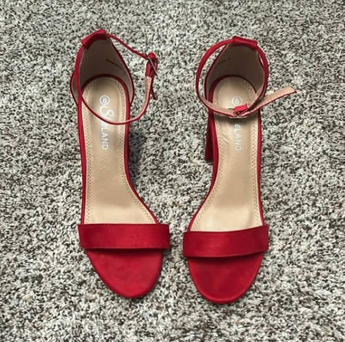 Shoe Land  Red Platform Heels, Size 8, EUC