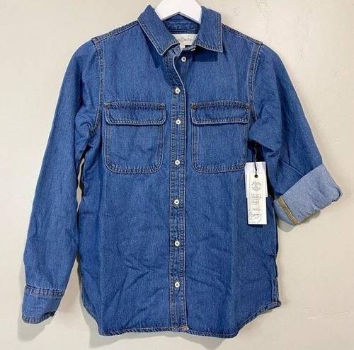 Treasure & Bond  Women’s Denim Button Up Long Sleeve Shirt Blue Wash Sz XS NWT