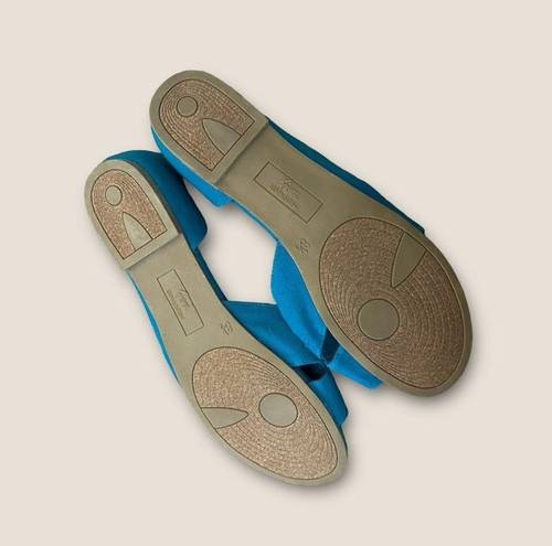 Fioni  Open Toe Dorsay Flats Turquoise 8.5