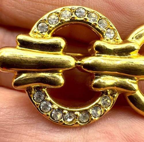 Swavorski Vintage Swarovski swan circle bar gold tone brooch