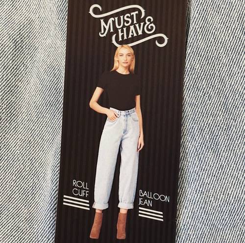 Simple Society Roll Cuff Balloon High Rise Mom's Jeans