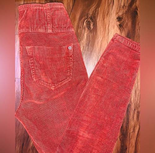 No Boundaries Size 3 Red Orange High Waisted Button Up Skinny Corduroy Pants