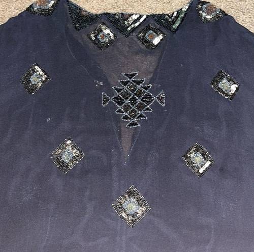 ALLSAINTS  Spitalfields Paloma Chariot Beaded Sequin Silk Tunic Dress 6