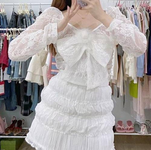 The Moon Japanese Kawaii Lolita Sailor Himekaji White Lace Princess Blouse Shirt