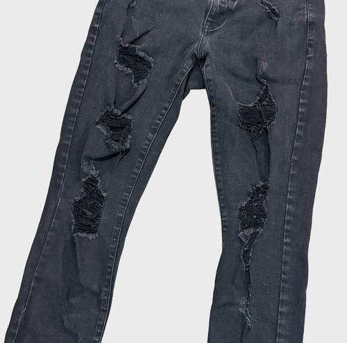 Aeropostale High-Rise Black Distressed Skinny Jeans Size 6