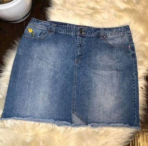 Jessica Simpson  vintage yellow rose patchwork denim skirt sz 20