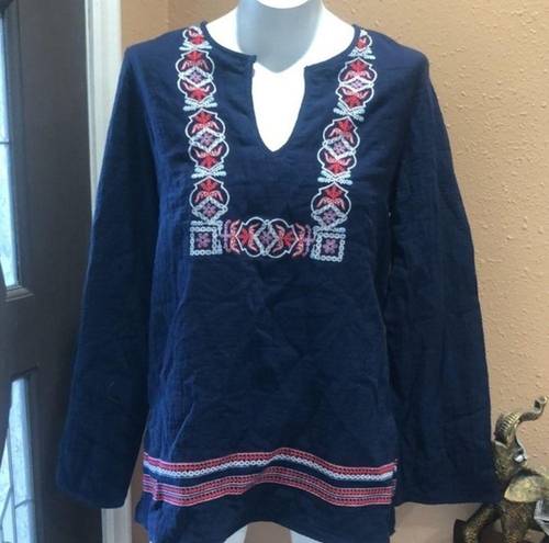 The Moon Ella blue embroidered long sleeve blouse