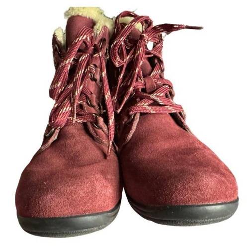 Earth Origins  Crowley Womens Suede Lace Up Ankle Booties l size 10 Burgundy