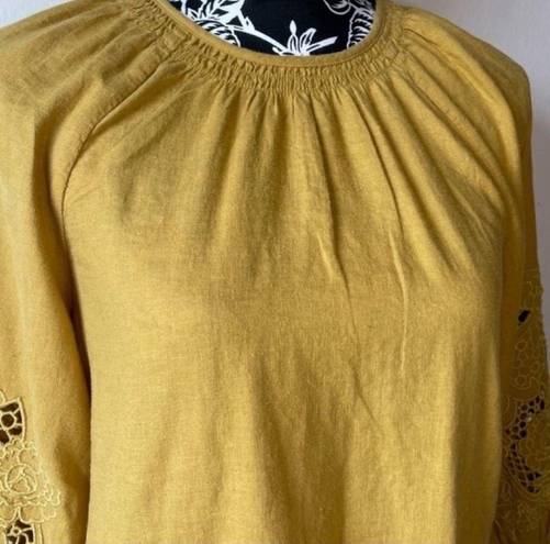 Madewell  Gold Eyelet Peplum Top Size XS NWOT