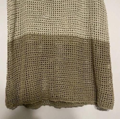 Tommy Bahama  swim cover neutral color block open knit cotton netting tank top