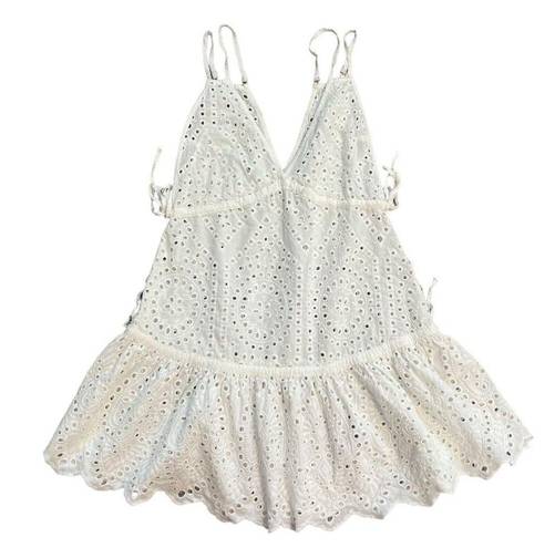 Maaji  Beach Swimsuit Cover Up Eyelet Mini Dress White Size Large Dreamy Boho