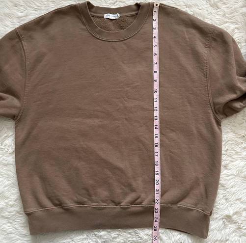 Good American Sweatshirt Crewneck Long Sleeve Pullover Sweater Tan Brown L