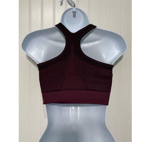 Good American  Women's Knockout Seamless Scoop Sports Bra Bordeaux Red 00 XXS