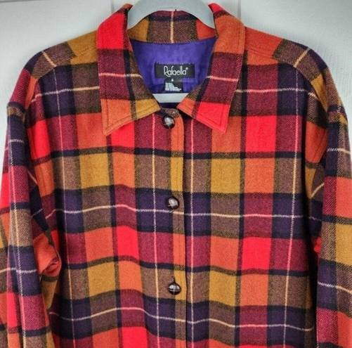 Rafaella  Shacket Wool Blend Plaid Jacket Button Front Flannel Shirt Pockets Sz M