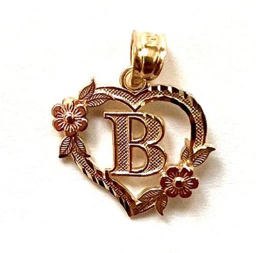 Tehrani Jewelry 14k solid gold Initial B heart Charm | letter B Charm | Birthday gift | Initial Necklace | Mother's Day | Mother's Day gift |