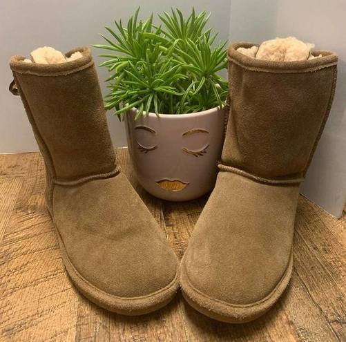 BEARPAW  Hickory ELIZABETH II Suede BOOTIE Women WOOL LINING Like NEW SIZE 7 US