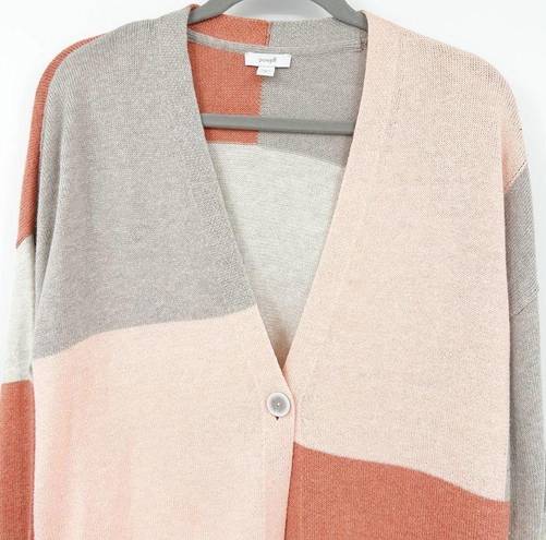 J.Jill  PureJill Womens Color Block Cotton Blend Knit Cardigan Sweater Size M