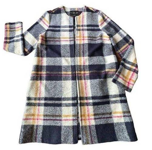 Rachel Zoe  blue wool blend oversized plaid coat size s