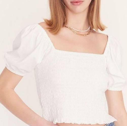 J.Crew  Smocked broken-in jersey cropped top white