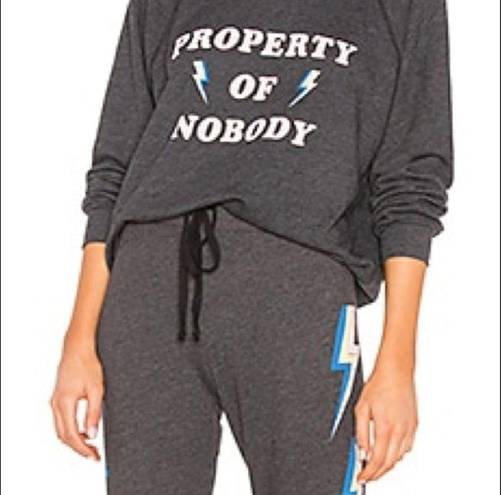 Wildfox  Property of Nobody Graphic Grey Pullover Sweatshirt set! xs