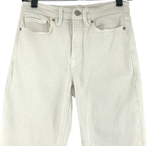 Good American  Womens Size 0/25 Jeans Cream Straight Leg Denim Pants TINY FLAW