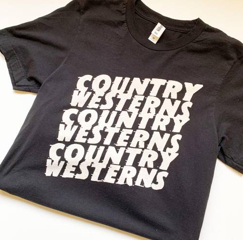 Tultex Country Western Black Graphic Short Sleeve Tee 