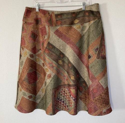 Coldwater Creek  Skirt Large Twill Woven Southwest‎ Western Geo Print Yellowstone