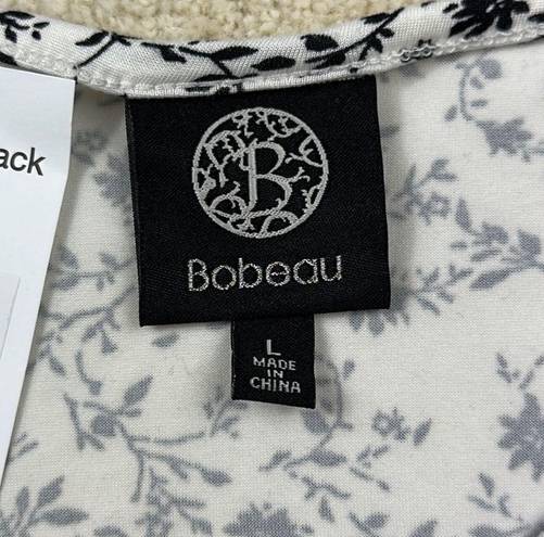 Bobeau : Dainty Floral Black & White Blouse