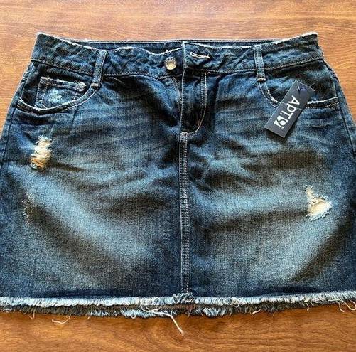 Apt. 9  Kohls Distressed Blue Jean Mini Skirt Denim Raw Edges Size 12 NWT