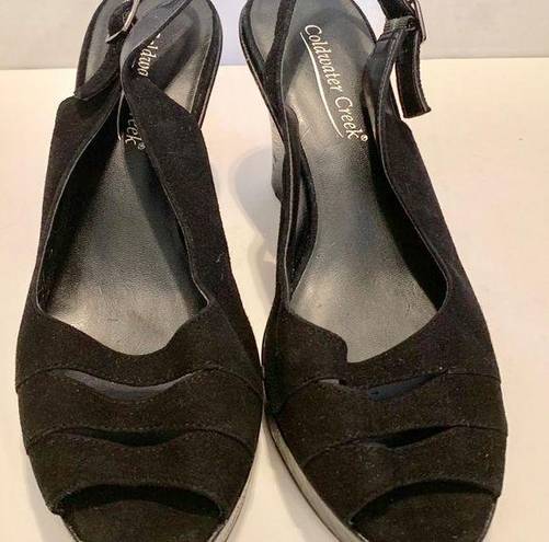 Coldwater Creek  black suede peep toe Heeled sandal