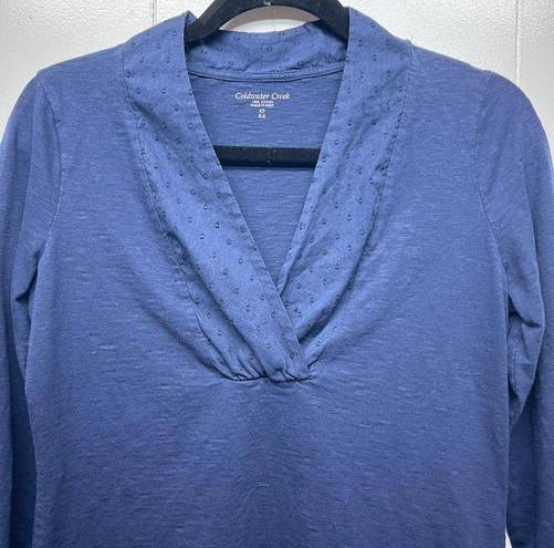 Coldwater Creek  V-Neck Long Sleeve Blue Top Women's Size XS Workwear Casual